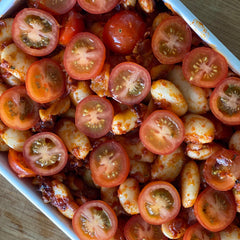 Gigantes plaki, the Greek Vegan Baked Giant Bean with Tomatoes