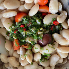 Giant Beans & Chili Tomato Salad