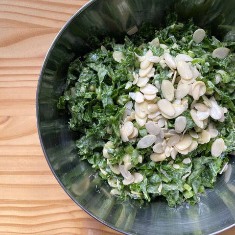 Kale Salad with Tahini Miso Dressing