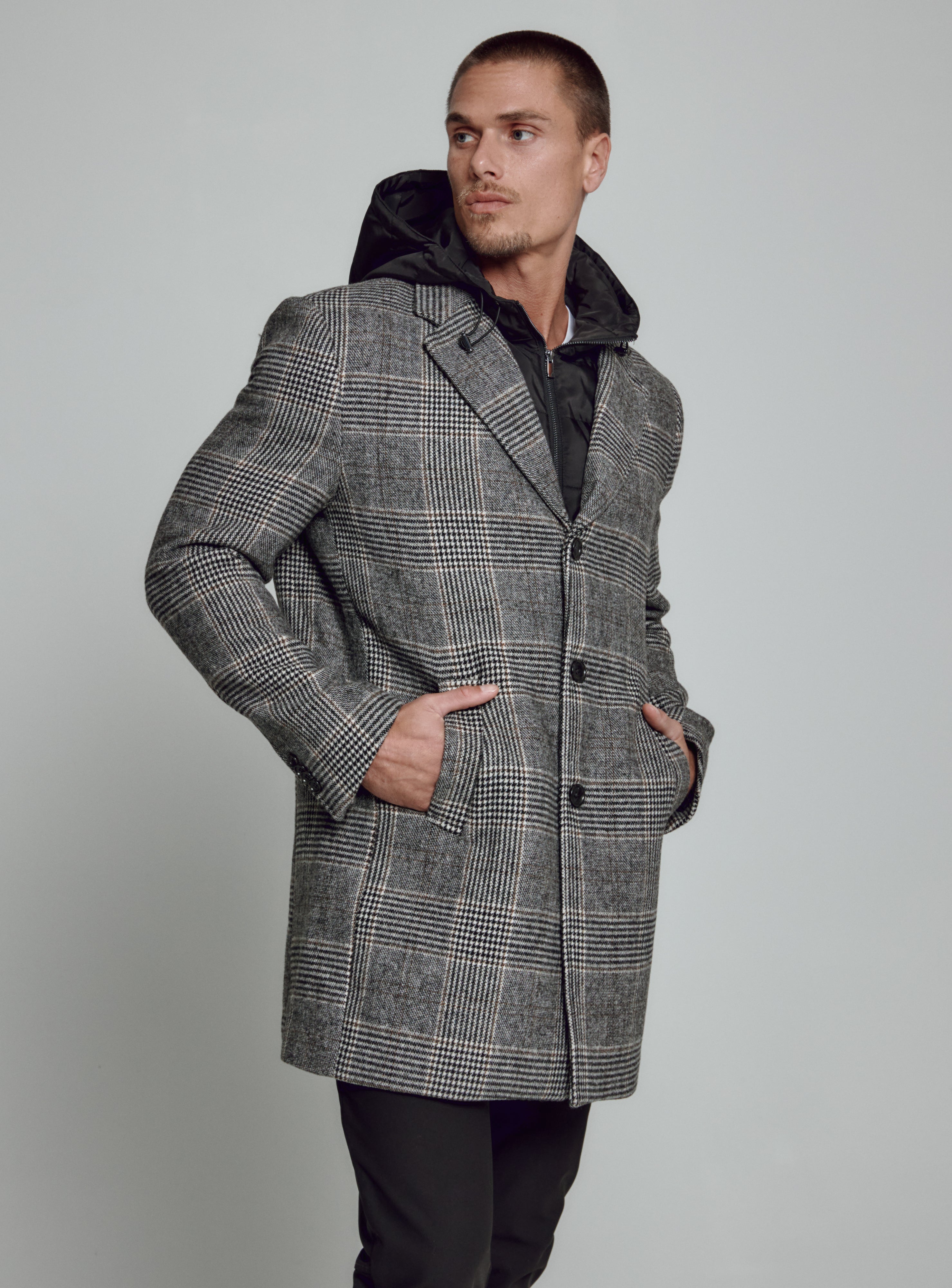 CONVERTIBLE HERRINGBONE JACKET-