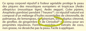 Mention Citriodiol sur les boîtes