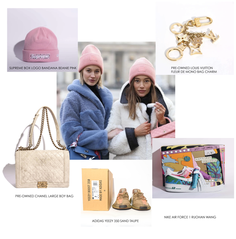 supreme pink beanie and chanel boy bag