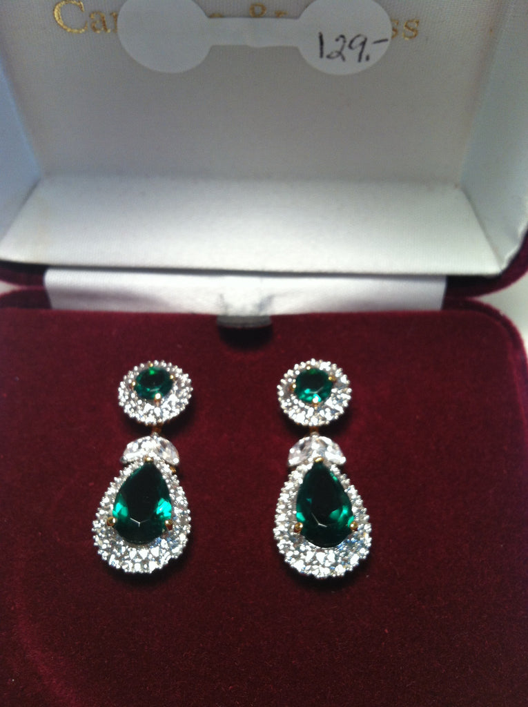 Jackie Kennedy Green cubic zirconia dangle earrings. – Glitz & Glam ...