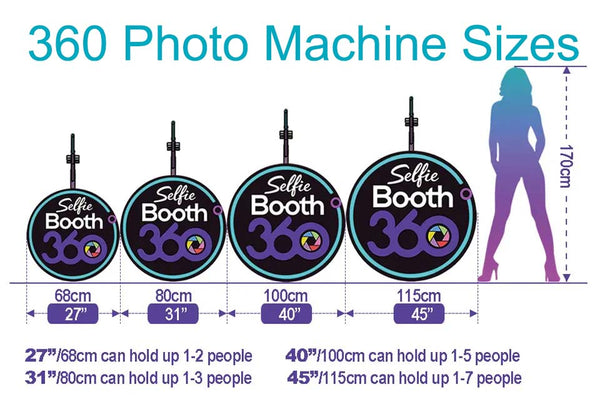 360 photo booth sizes