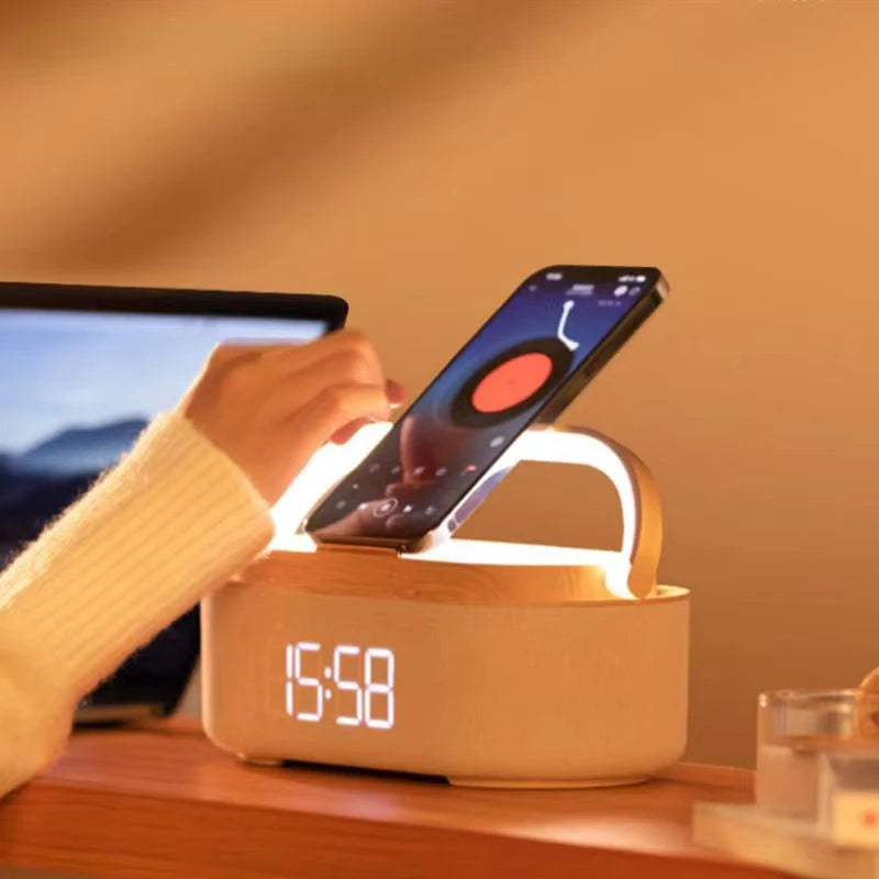COSLUR Bluetooth Speaker 2500Mah15W Wireless Charging Digital Clock Display Night Light
