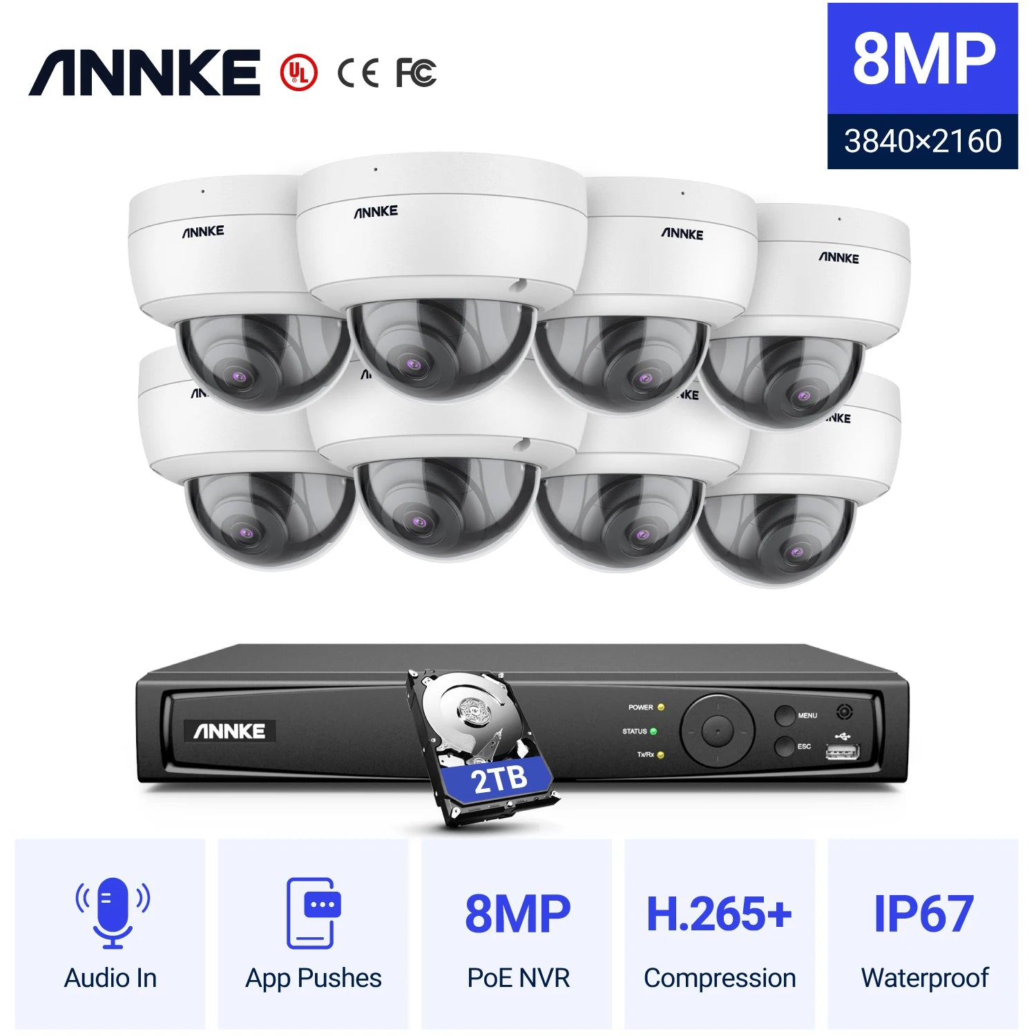 ANNKE 8CH 4K Ultra HD POE Network Video Security System 8MP