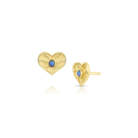 Gold heart stud earrings