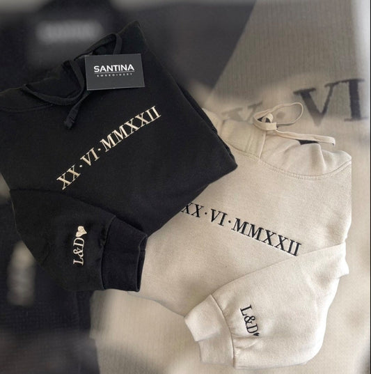 Custom Embroidered Hoodies with Roman Numerals – Santina Embroidery