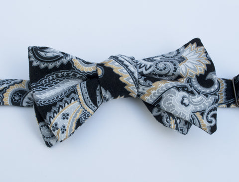 black and gold bow tie