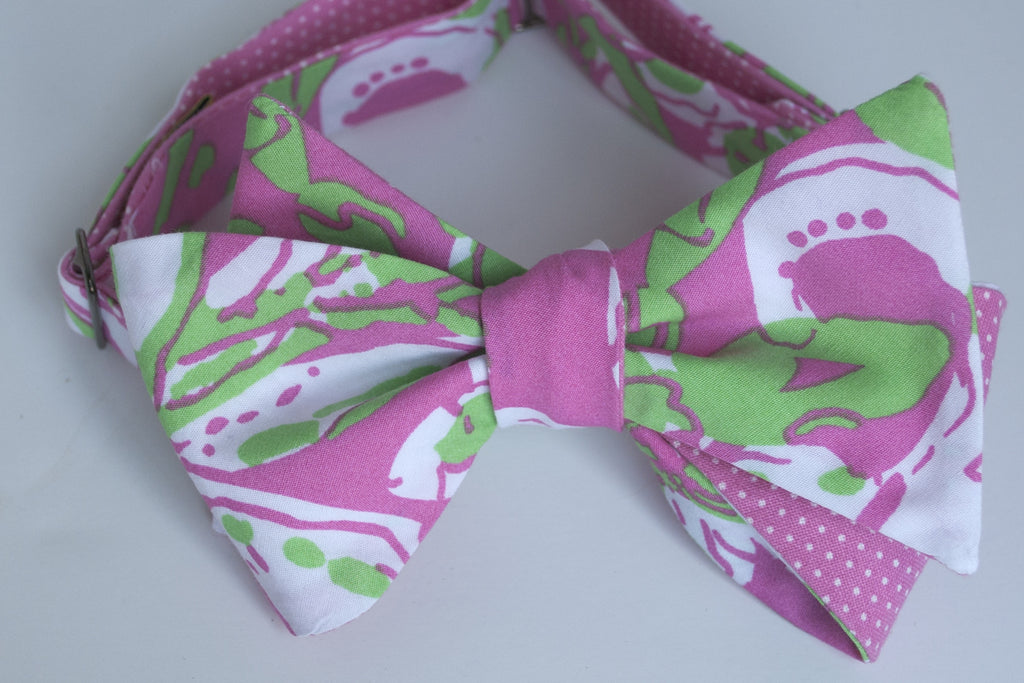 pink and green bow tie