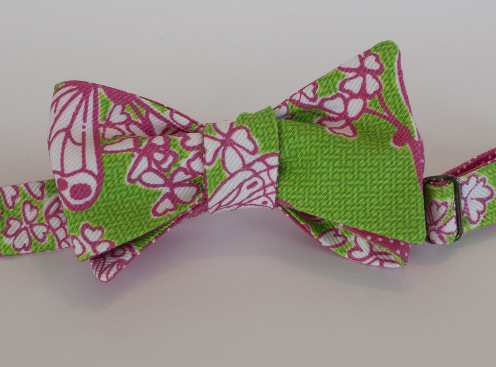 pink and green bow tie