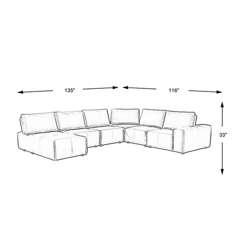 Size of Davis Park 6 Pieces Sectional