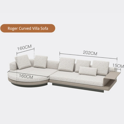 Size of Italy Roger Curved Villa Sofa