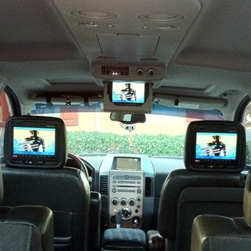 Shows vehicle monitors ceiling mount DVD players.