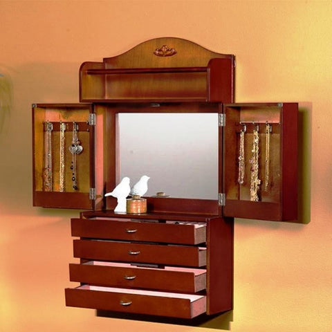 Wall Mount Mounted Jewelry Box Armoires Holder Organizer Door-Hung Locking