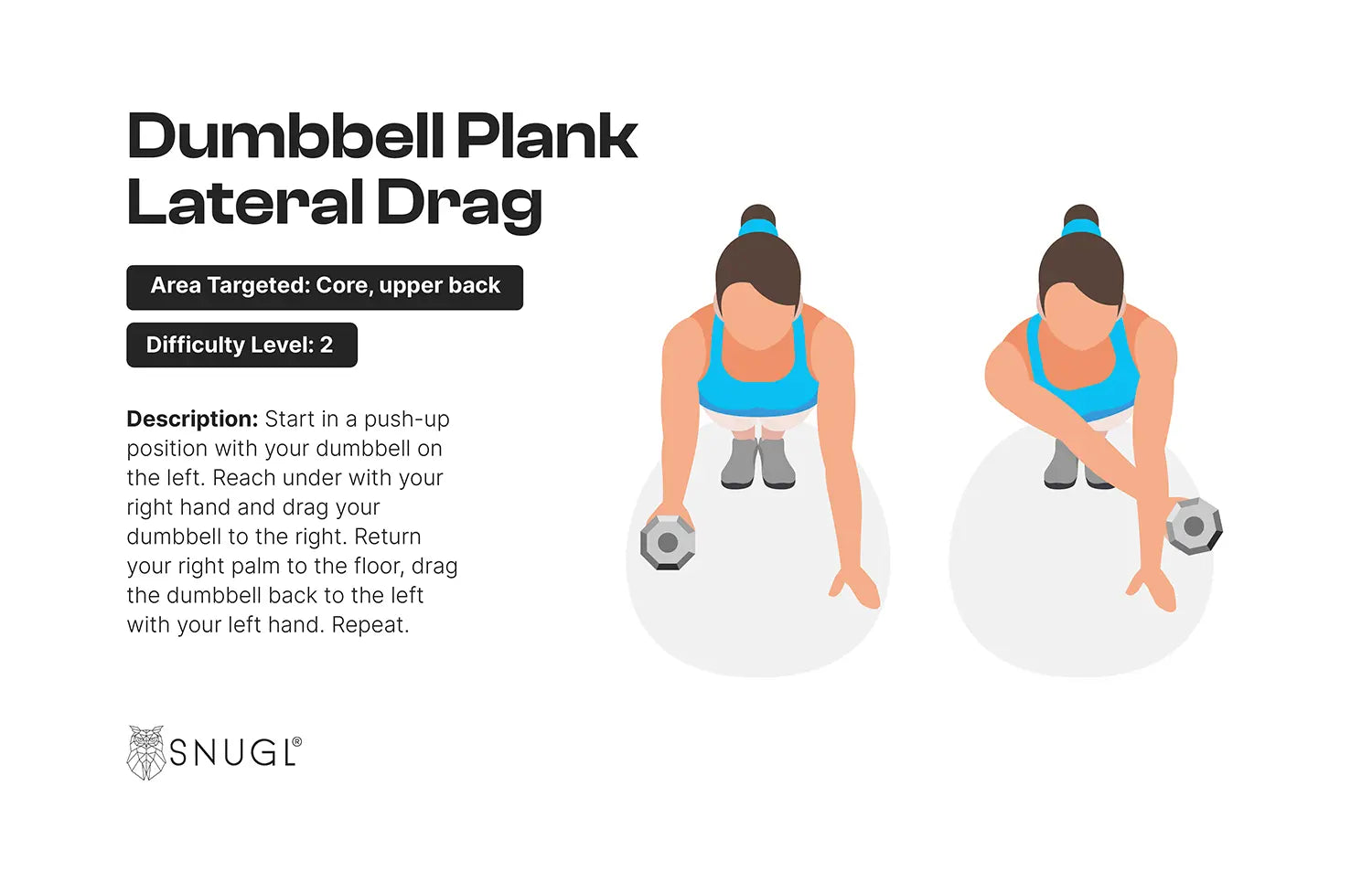 dumbbell plank lateral drag