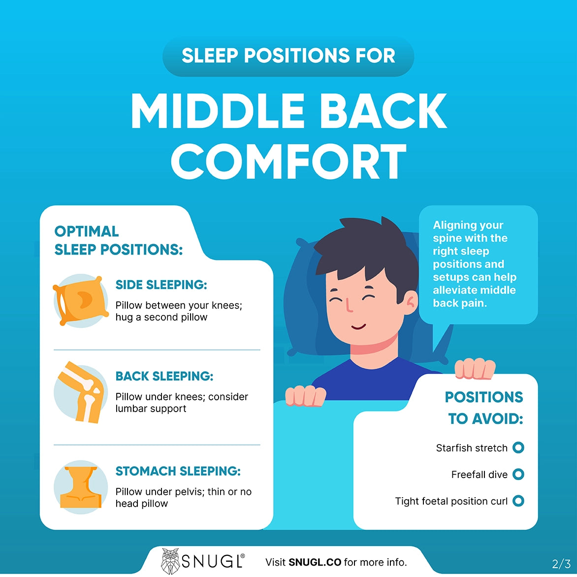 sleep positions for middle back comfort