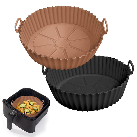 Air Fryer Silicone Liners 3-Pack, Reusable Air Fryer Liner Pots, 8 Inch Silicone  Air Fryer Basket Bowl, Air Fryer Inserts for 4 to 6 QT for Oven Microwave  Accessories
