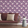 Elephant Pattern Removable Wallpaper, Purple Flowers peel and stick, Botanical Wall Mural, Floral Plant Wall Decal, Pretty Kids Room Decor