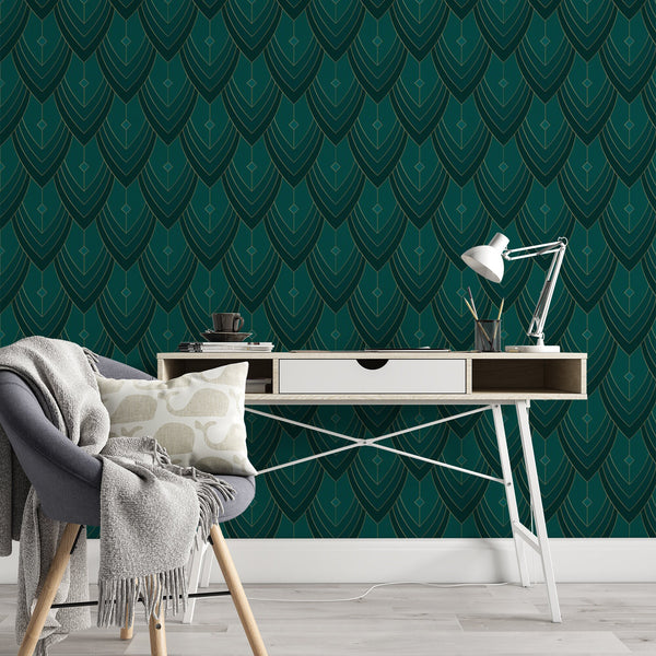Teal Peel and Stick Wallpaper  Traditional  Self Adhesive