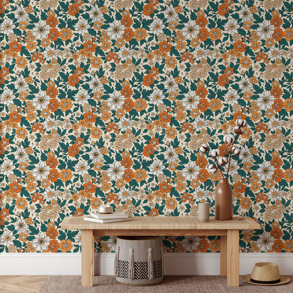 Buttercup Floral Pattern Removable Wallpaper, Flower Wall Cling, Botan