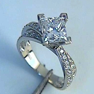 1.74ct F-SI1 Star Wars Princess Cut Diamond Engagement Ring 18kt White ...