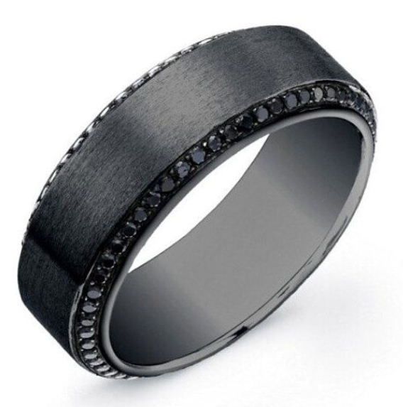 1.40ct Round Black Diamond Mens Wedding Ring 14kt White – JEWELFORMEBLUE