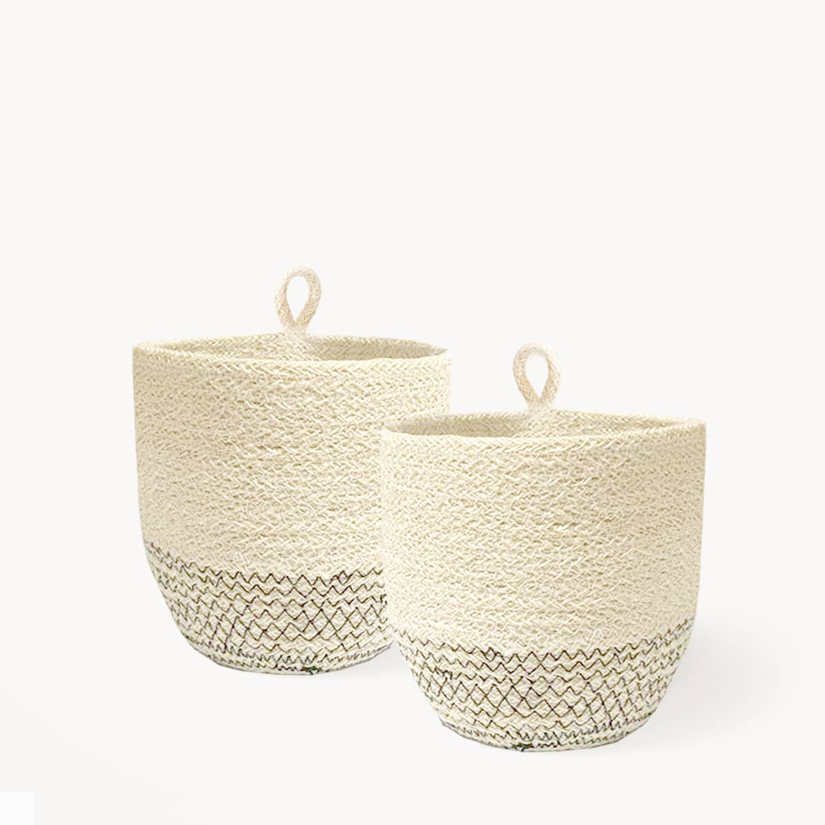 KORISSA.- Fair Trade Made - Handwoven Wall Basket • Amari Loop Bin - Black-Set of 2