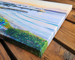 A product example of the stretched canvas transfer print. Art shown is the Kingston Ferry at Edmonds by Ken Dahl