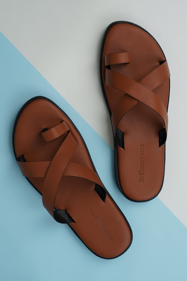 Tan Matte Sheriff Slippers Ankit V Kapoor