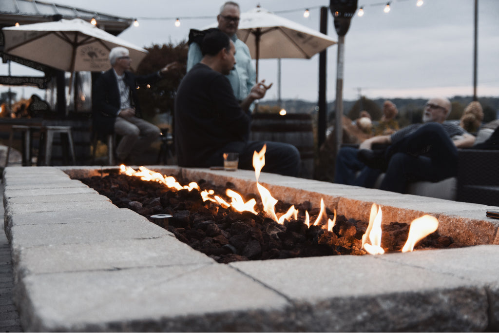 HPC Fire Inspired premium fire pit in a backyard