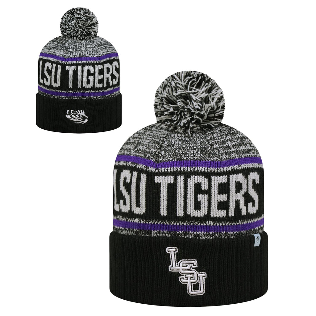 LSU Tigers Knit Pom Hat Beanie NEW w/ tags TOW Black Hub City Sports