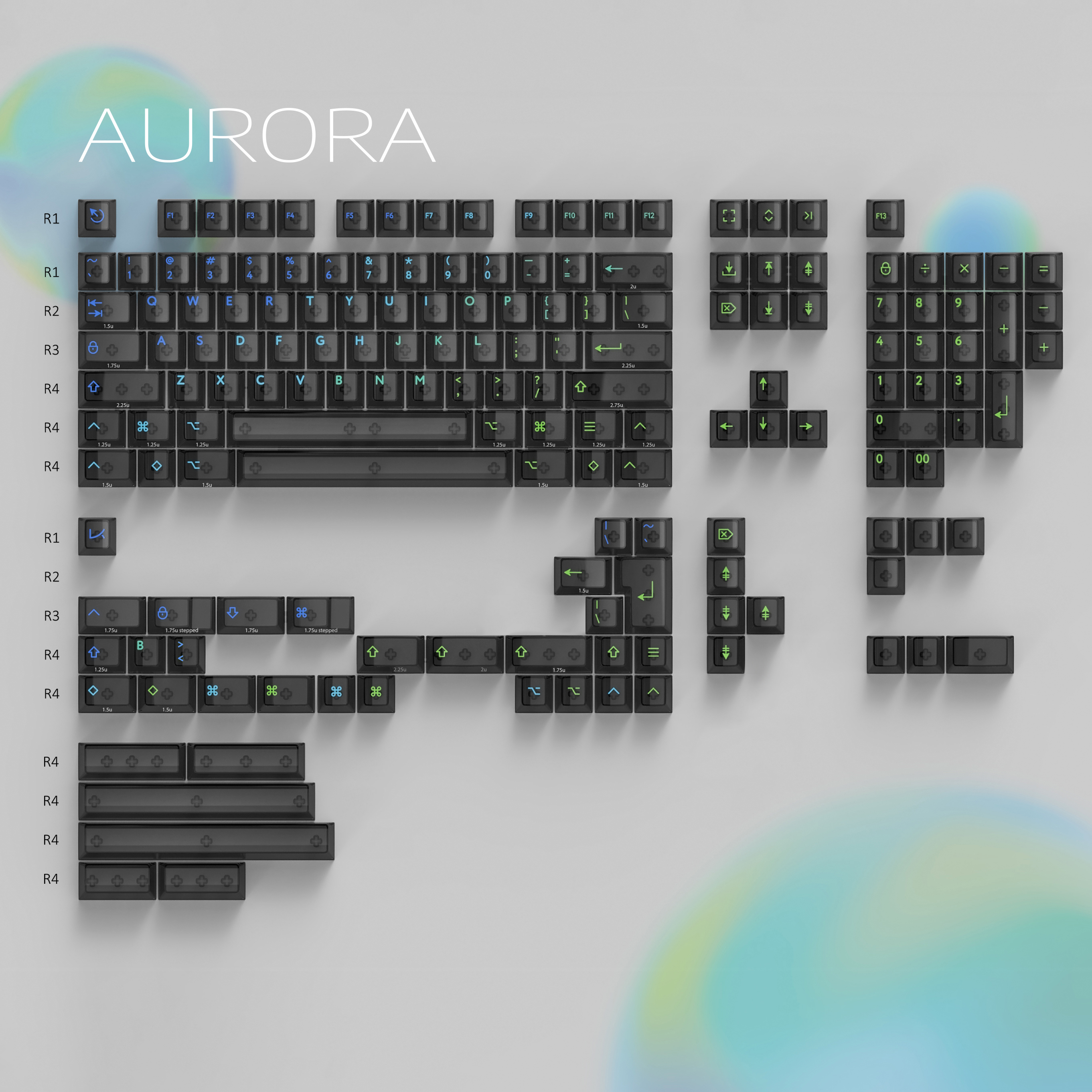 KBDfans Custom Keyboard Clear Aurora Keycaps