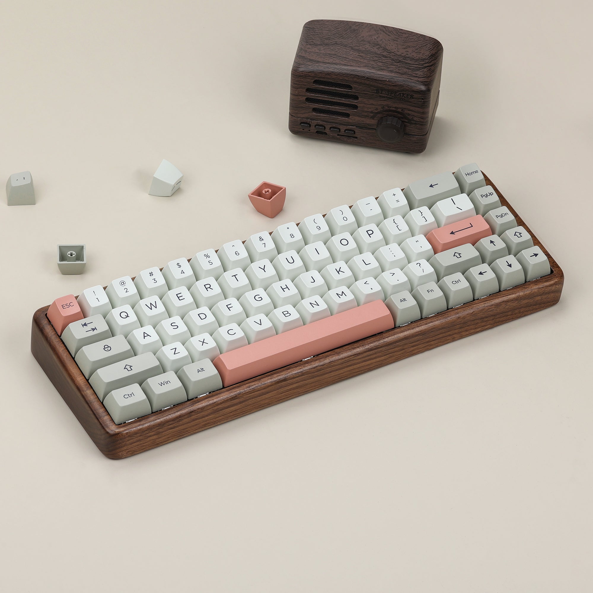 KBDfans Custom Keyboard 65% Wooden Case and Wrist