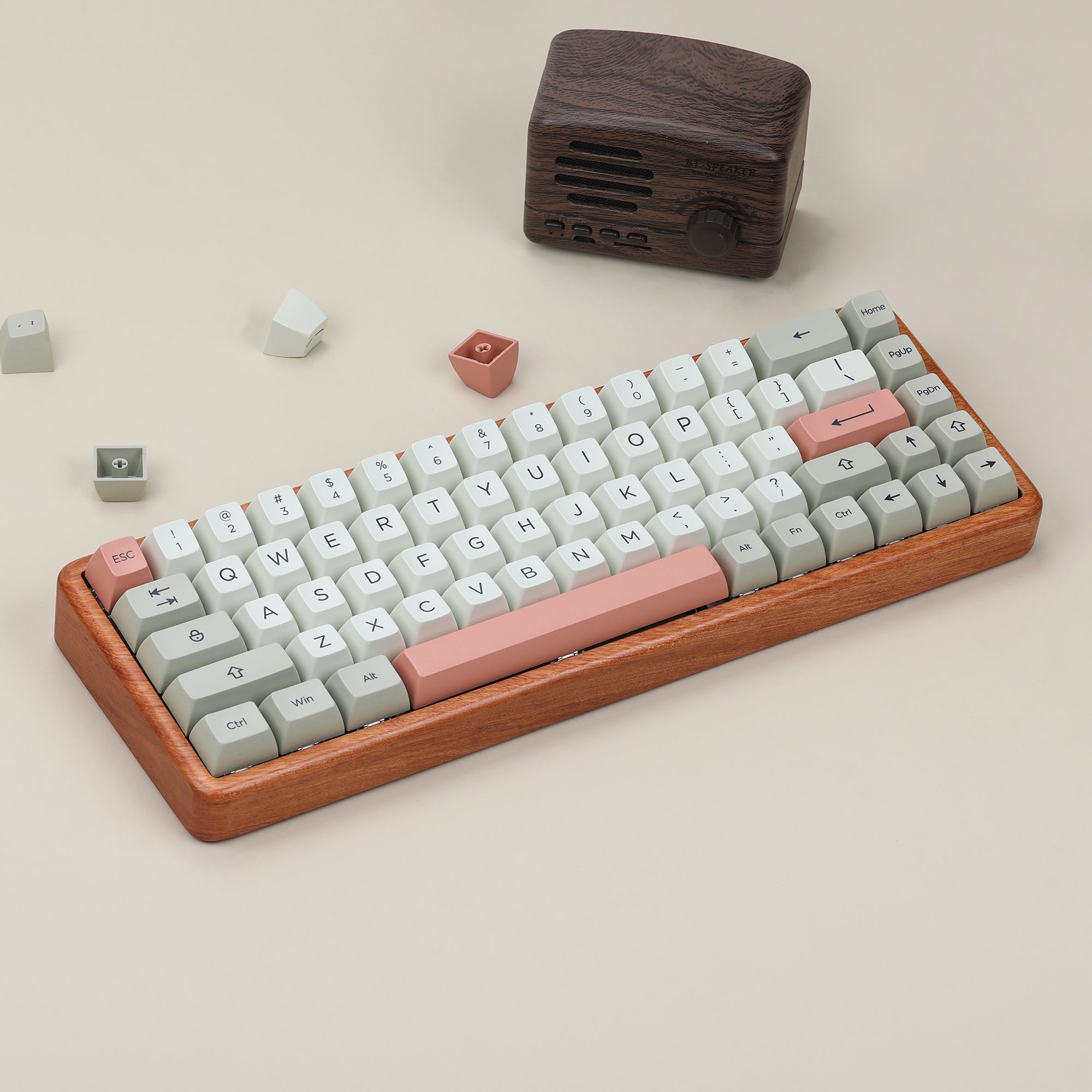 KBDfans Custom Keyboard 65% Wooden Case and Wrist