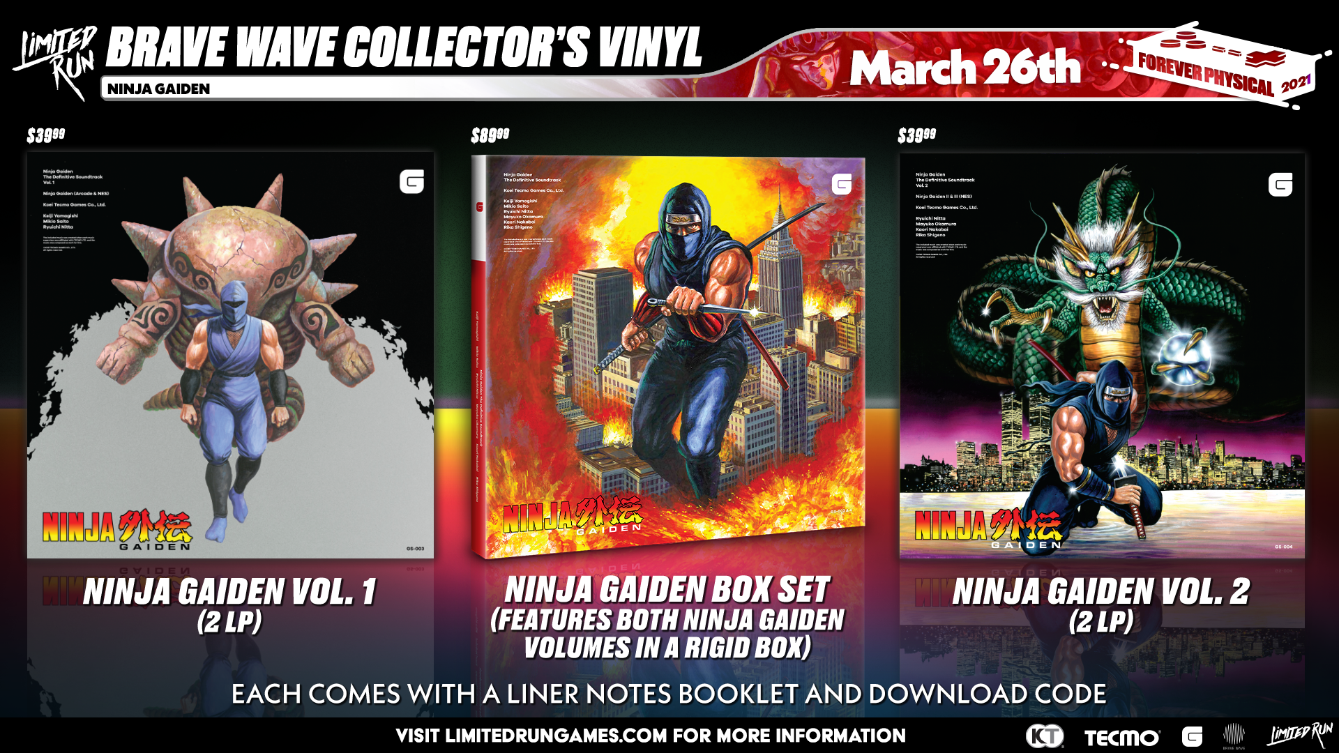 Limited Run Games Ninja Gaiden Vol. 1 - 2LP Vinyl Soundtrack