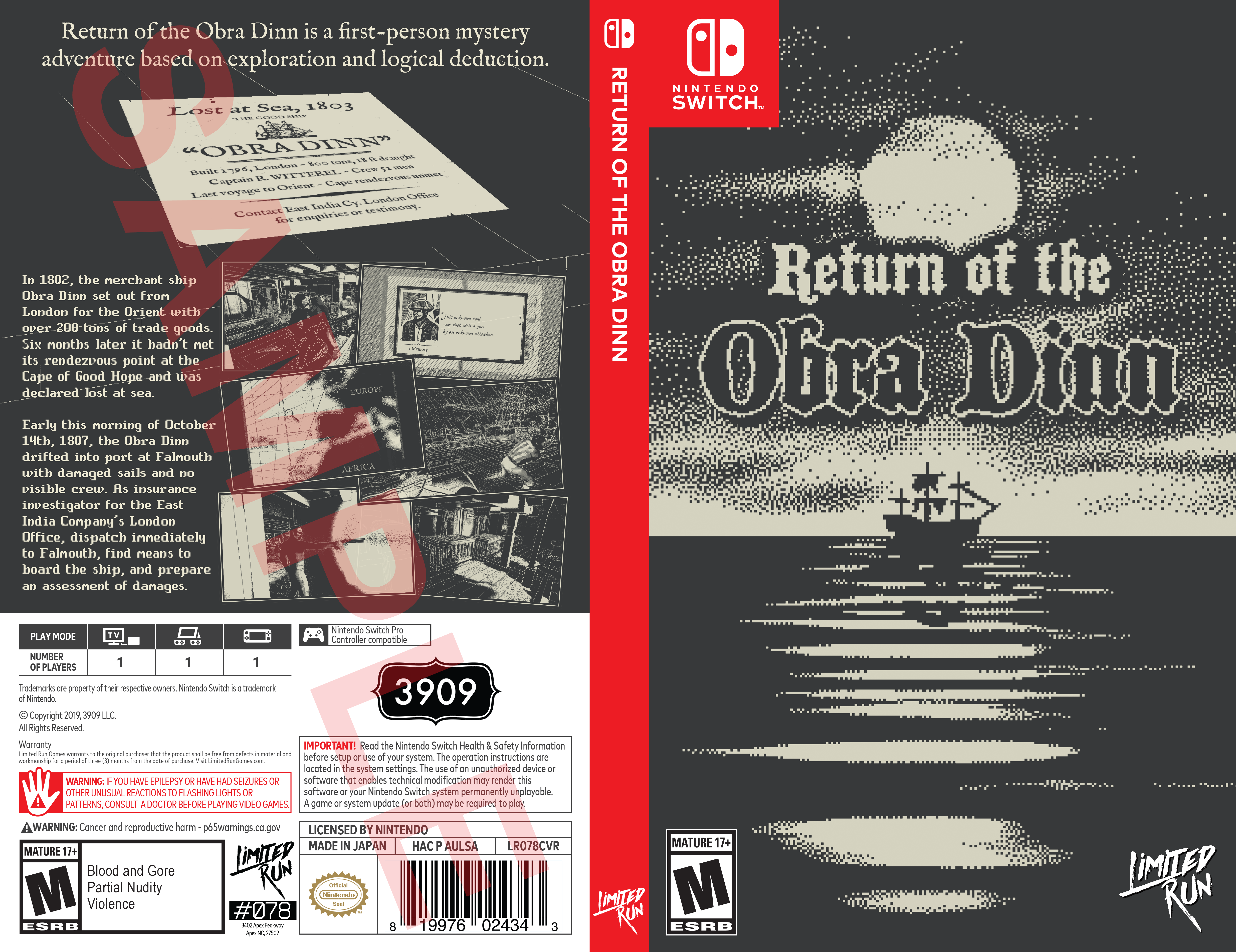 Limited Run Games Return of the Obra Dinn Best Buy Exclusive Cover Sheet