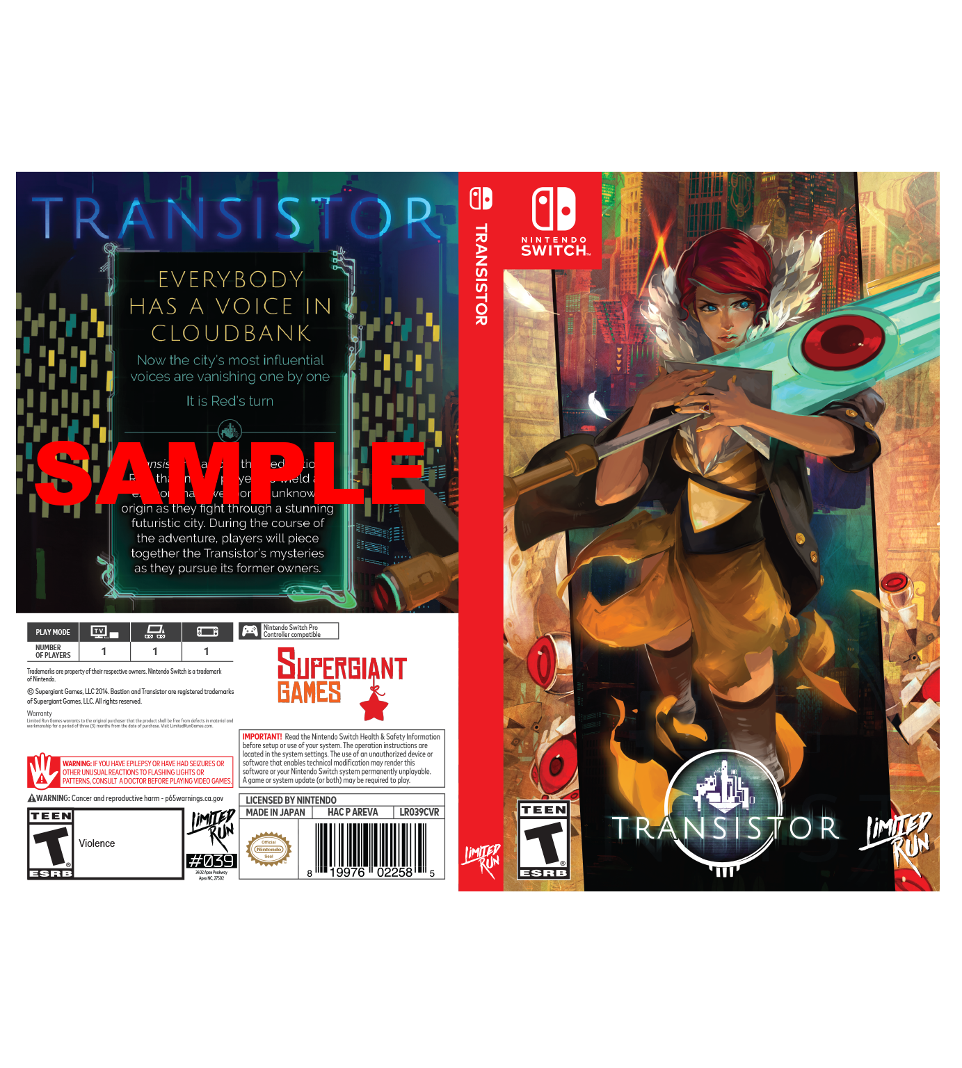 Limited Run Games Transistor Best Buy Exclusive Cover Sheet