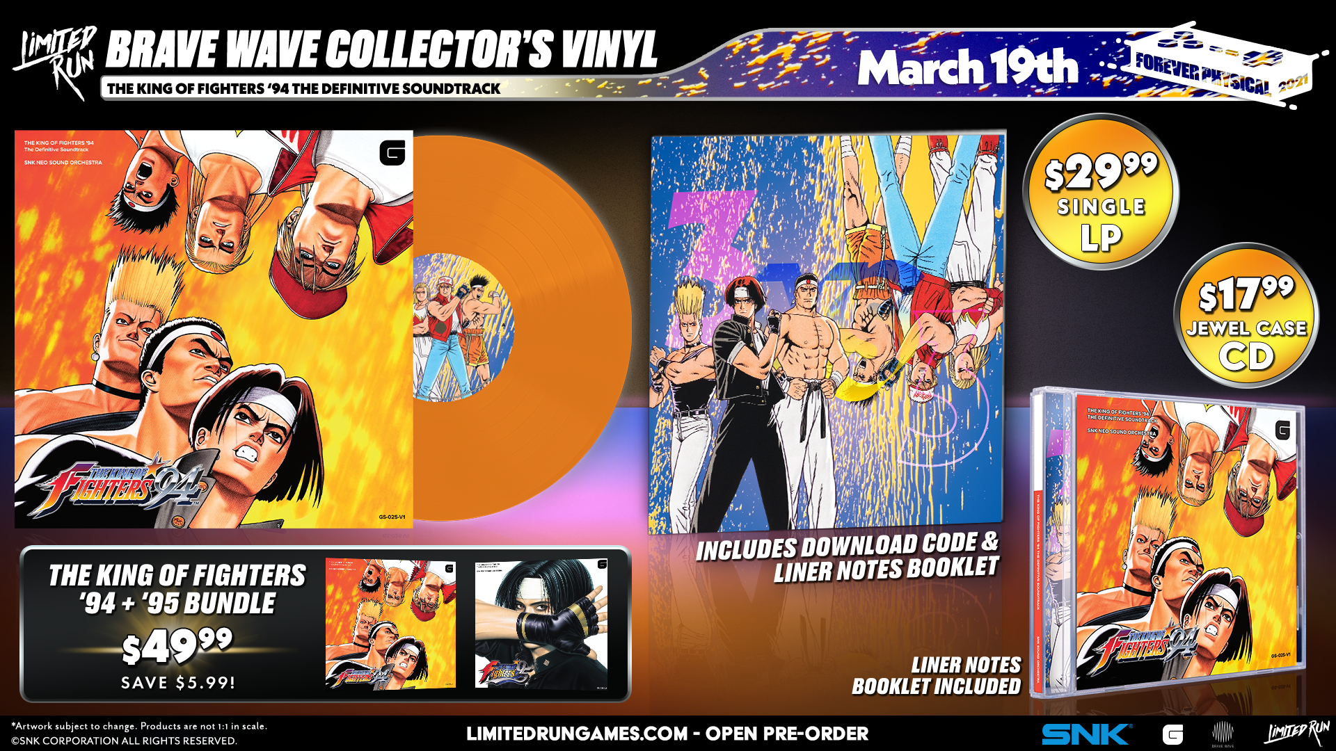 Limited Run Games THE KING OF FIGHTERS 94 Soundtrack (Vinyl/CD)