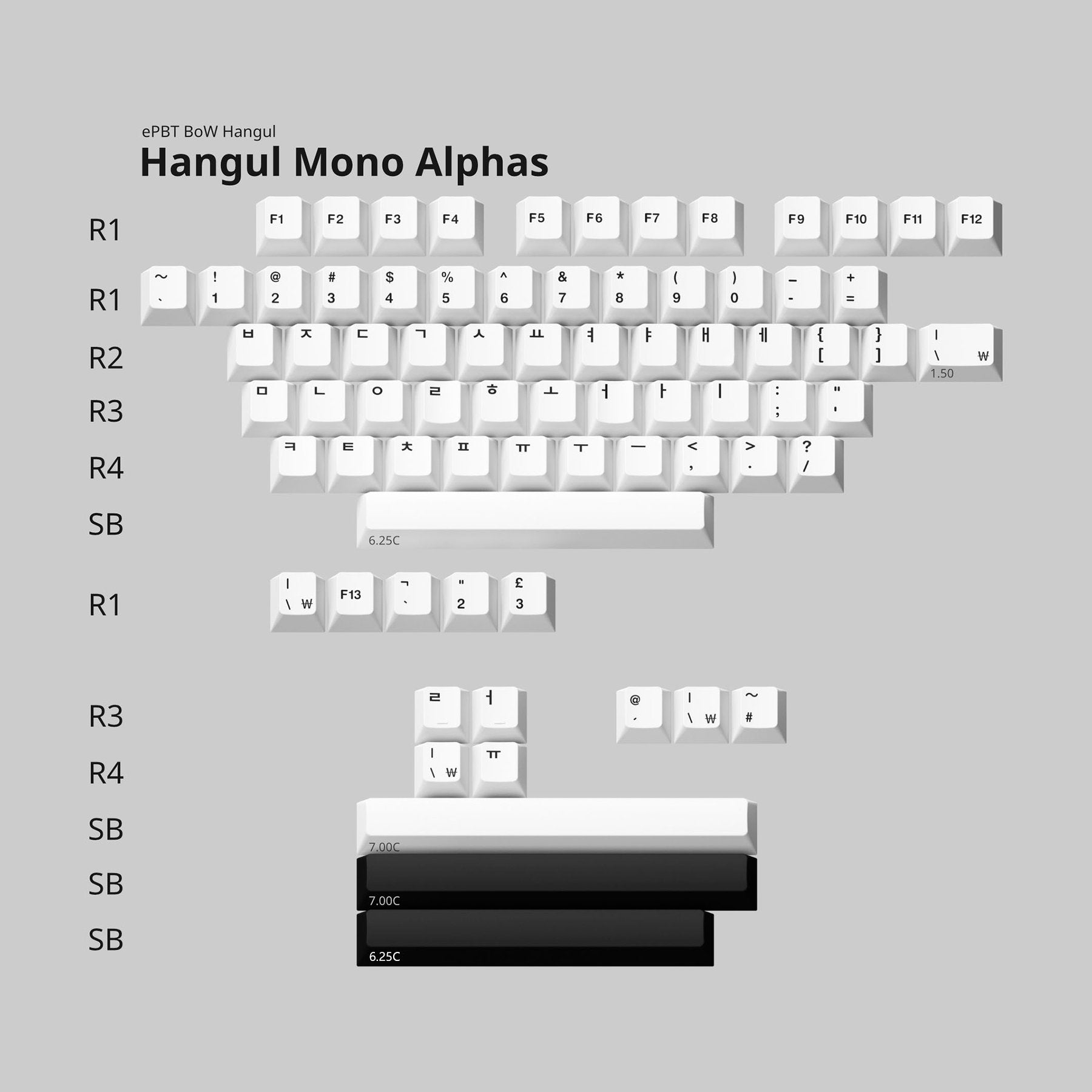 KBDfans Custom Keyboard ePBT BOW Hangul