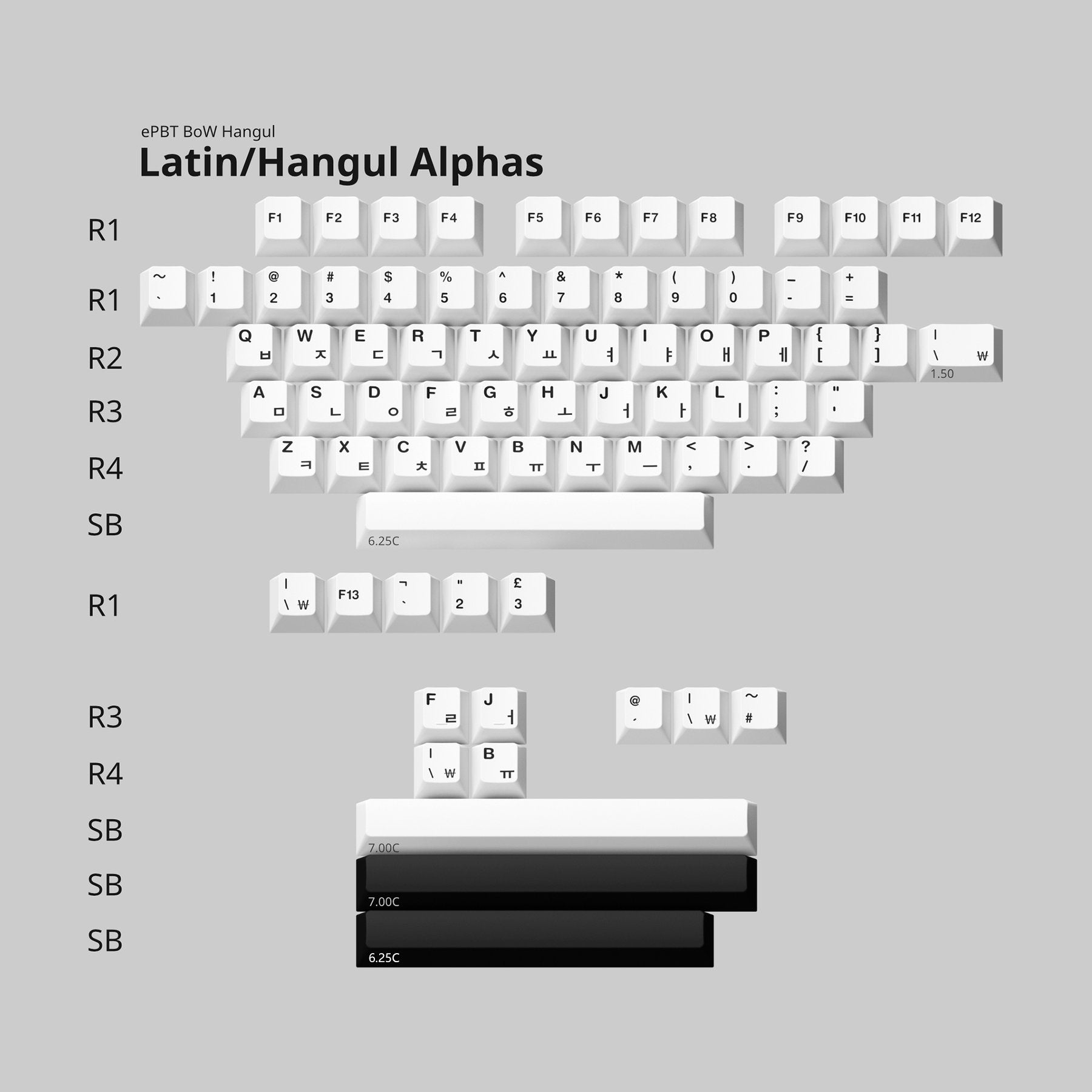 KBDfans Custom Keyboard ePBT BOW Hangul