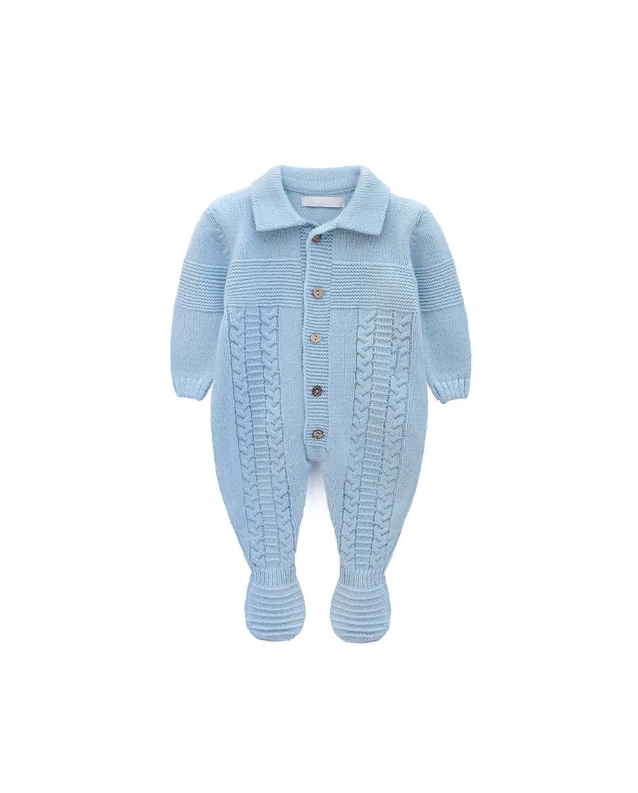 Newborn Baby Button-Down Knit Jumpsuit