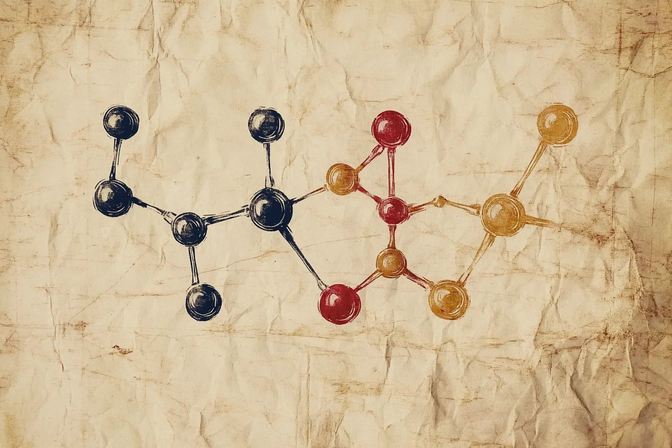 Colorful molecular structure illustrating bioactive compounds in traditional herbal tea