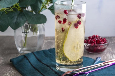 Low FODMAP Ginger Pomegranate Pear Sparkler