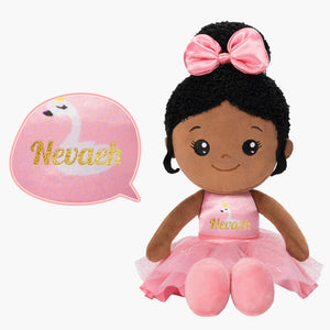 Personalized Princess Doll with Blue Dress, Baby Doll for Black Children