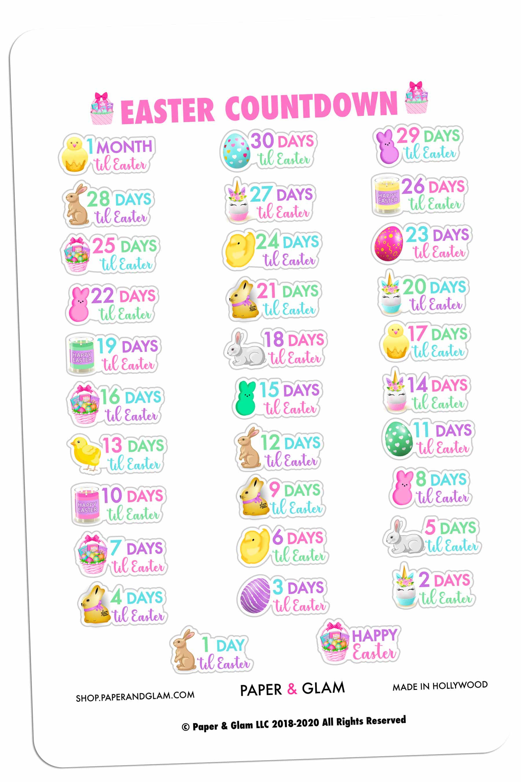 Glam Easter Countdown Digital Planner Stickers Paper & Glam