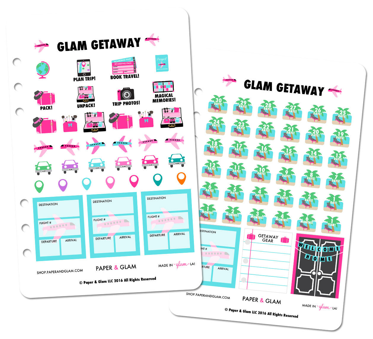 Glam Getaway Digital Planner Stickers Paper And Glam Planners