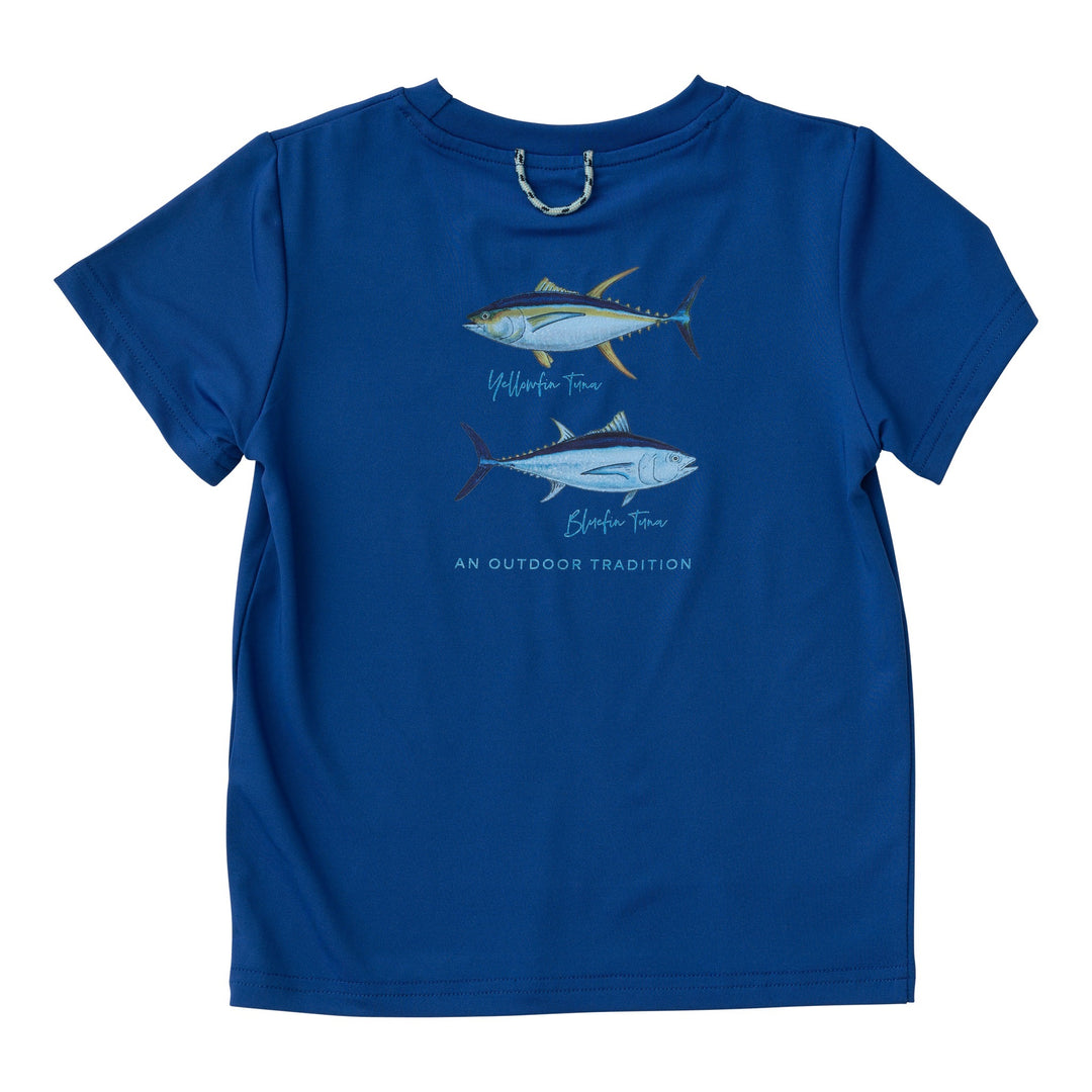 Short Sleeve Fishing Shirt  Aqua Tuna Print - Threadfare