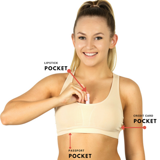 Comfort Bamboo Travel Bra Racerback with Secret Pockets