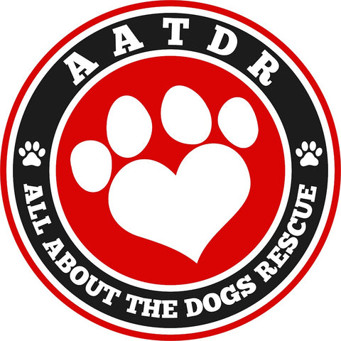All About the dogs rescue logo with a heart dog paw in the center